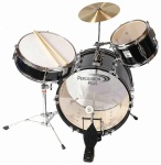 Percussion Plus Junior 3 Piece Drum Set with Cymbals - Black