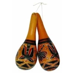 Large Carved Gourd Maracas (pr)