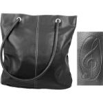 Black G-Clef Pebblestone Tote Bag