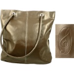 Brown G-Clef Pebble Stone Tote Bag