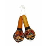 Small Carved Gourd Maracas (pr)