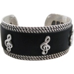 Black Leather G Clef Bracelet