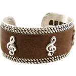 Brown Leather G Clef Bracelet