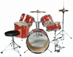 Percussion Plus 5 Piece Junior Drum Set with Cymbals - Red