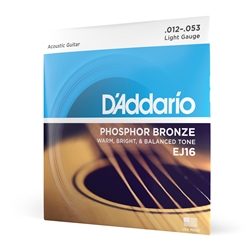 D'Addario EJ16 Acoustic Guitar Strings Phosphor Light