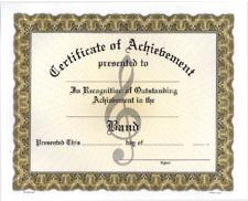 Band Achievement Certificates