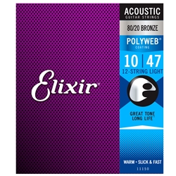 Elixer 11150 12-String Polyweb 80/20 Bronze Light Acoustic Strings