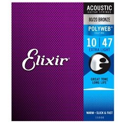 Elixer 11000 Polyweb 80/20 Bronze Extra Light Acoustic Guitar Strings