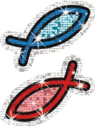 Click here to view larger image Christian Fish Sparkle Stickers