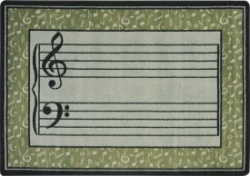 Fully Staffed Classroom Music Rug 7 Ft. 8 In. x 10 Ft. 9 In. Sage