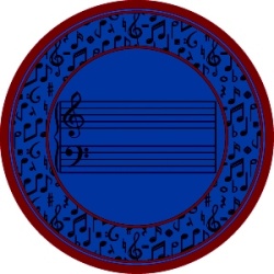 Fully Staffed Classroom Music Rug 13 Ft. 2 In. Round Blue