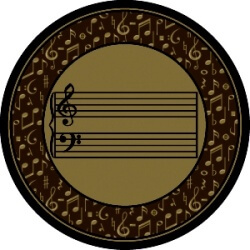 Fully Staffed Classroom Music Rug 13 Ft. 2 In. Round Sand