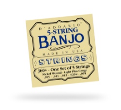 D'Addario J60+ Nickel Wound 5-String Banjo Strings