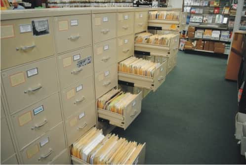 filing cabinets full of music
