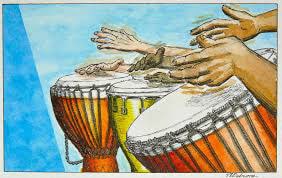 Colorful Hand Drumming Drawing