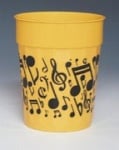 Music Notes Plastic Cup Yellow