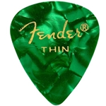 Fender Premium Celluloid Picks, 351 Shape - Thin, Green Moto, 12 Pack