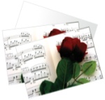Rose and Sheet Music Note Cards