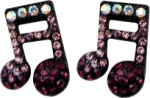 Purple Rhinestone 16th Note Earrings