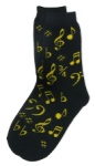 Ladies Black with Gold Notes Socks