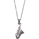 Saxophone and Rhinestones Necklace