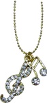 Gold Note and Clef Crystal Necklace