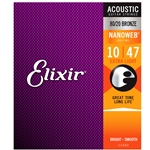 Elixir 11002 80/20 Bronze Extra Light (.010 - .047) Acoustic Guitar Strings with Nanoweb Coating
