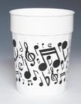 Music Notes Plastic Cup White