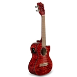 Lanikai QM-RDCET Quilted Maple Red Stain Concert A/E Ukulele w/foam case