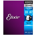 Elixir 11000 80/20 Bronze Extra Light (.010 - .047) Acoustic Guitar Strings with Polyweb Coating