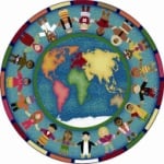 Hands Around the World Classroom Rug - 7 Ft 7 In Round