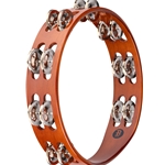 Meinl 10" Wood Tambourine, Dual Row, Nickel Plated Steel Jingles