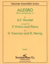 Allegro from Sonata No. 1 - Violin Duet and Piano