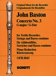 Recorder Concerto, No. 3 in G Major - Alto Recorder and Piano