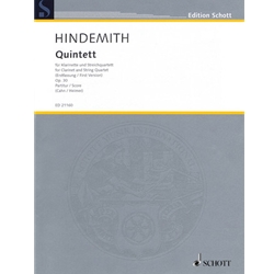 Quintet, Op. 30 (First Version, 1923) - Clarinet and String Quartet (Score)