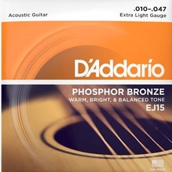 D'Addario EJ15 Phosphor Bronze Extra Light (.010-.047) Acoustic Guitar Strings