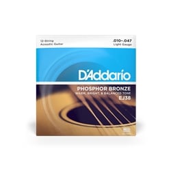 D'Addario EJ38 Phosphor Bronze Light (.010-.047) 12-String Acoustic Guitar Strings