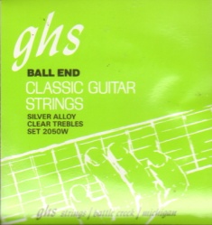 GHS 2050W Ball End Hard Tension Regular Classical Guitar Strings - Tynex-Nylon Trebles/Silver Copper Basses