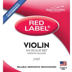 Super-Sensitive Red Label 4/4 Scale Violin String Set, Plain E