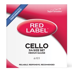 Super-Sensitive Red Label 3/4 Size Cello Strings Set