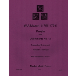 Presto from Divertimento No. 12 - Alto Sax and Piano