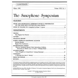 Saxophone Symposium Volume 17/1 (Winter, 1992) - Journal