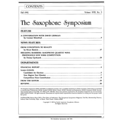 Saxophone Symposium Volume 17/3 (Fall, 1992) - Journal