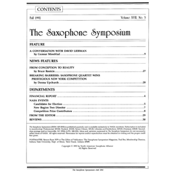 Saxophone Symposium Volume 17/3 (Fall, 1992) - Journal