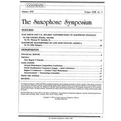 Saxophone Symposium Volume 18/3 (Summer, 1993) - Journal