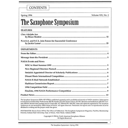 Saxophone Symposium Volume 19/2 (Spring, 1994) - Journal