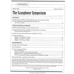 Saxophone Symposium Volume 20/1 (Winter, 1995) - Journal