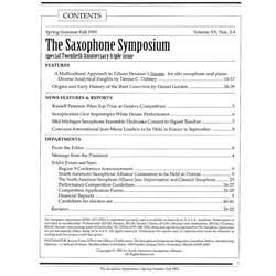 Saxophone Symposium Volume 20/2 (Spring/Summer/Fall, 1995) - Journal