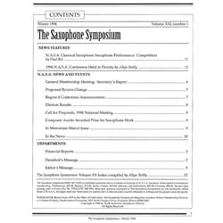 Saxophone Symposium Volume 21/1 (Winter, 1996) - Journal