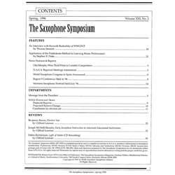 Saxophone Symposium Volume 21/2 (Spring, 1996) - Journal